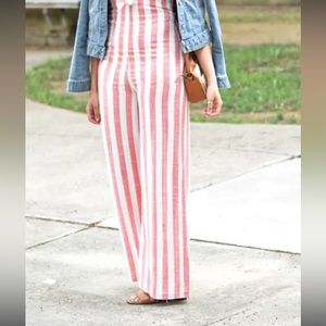 Linen jumpsuit - pink and white